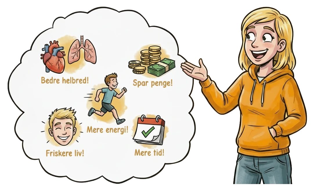 Illustration der viser fordele ved at stoppe med nikotin
