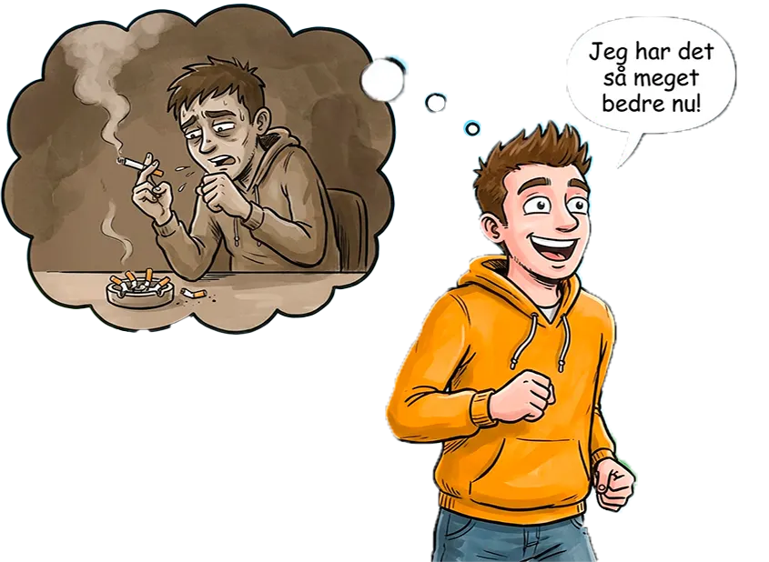 Illustration af ung der er blevet røgfri